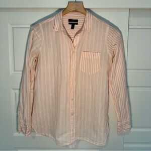J.Crew Relaxed Linen Boy Button Down Shirt in mixed stripe